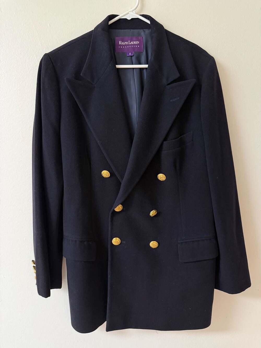Ralph Lauren Collection Women's Double-Breasted Cashmere Blazer with Gold Button